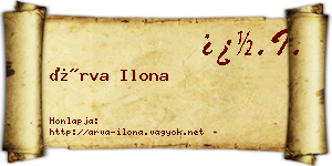Árva Ilona névjegykártya